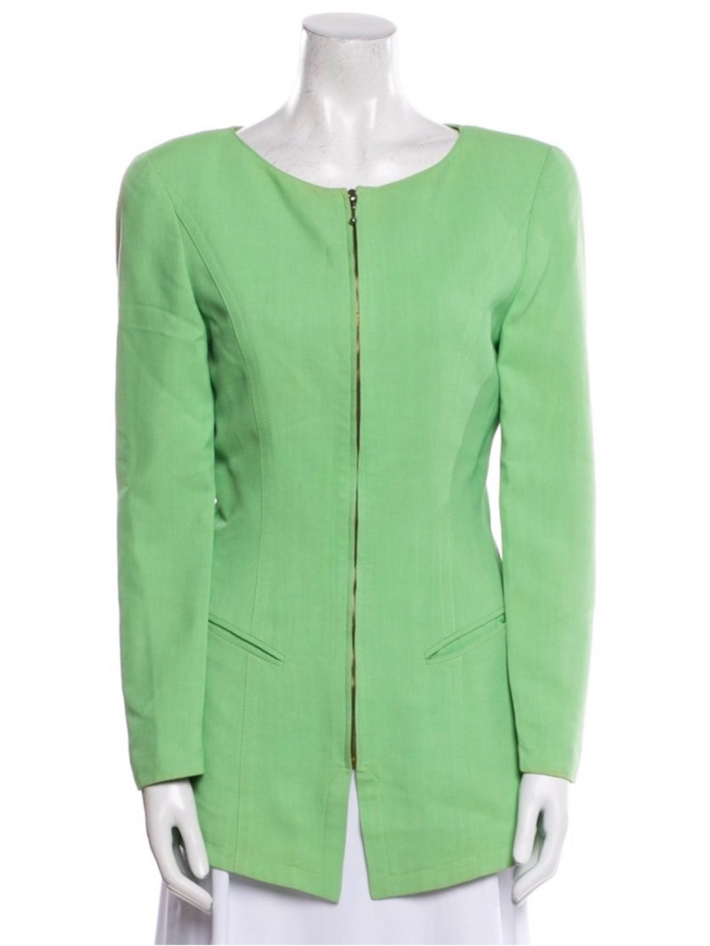 Louis Feraud Bright Green Zip-Front Tailored Jacket